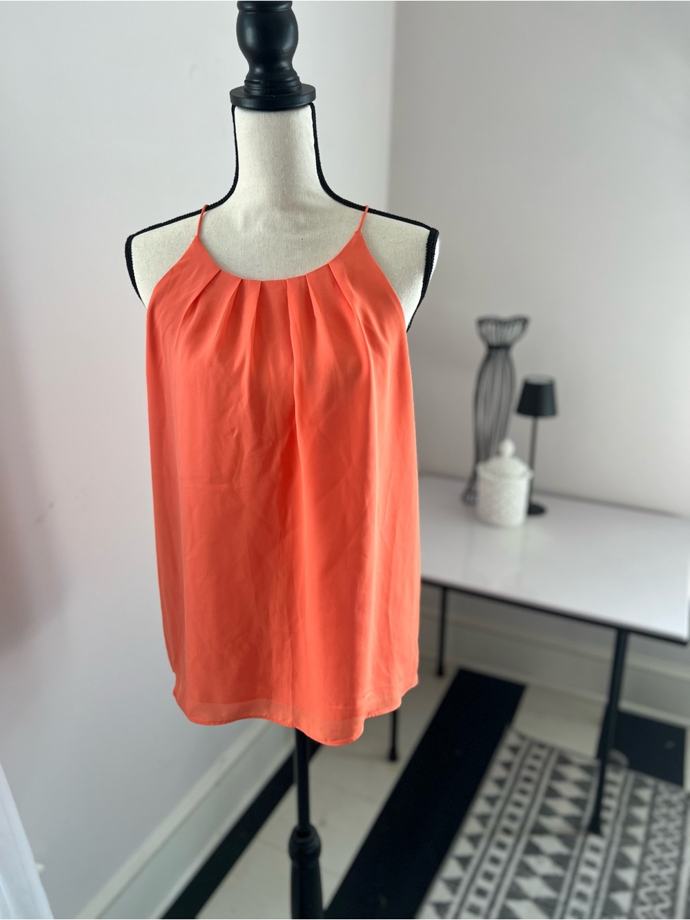 Violet & Claire Coral Halter-Style Sleeveless Blouse